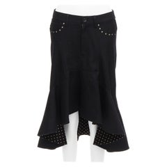 Junya Watanabe 2013 noir - Jupe évasée déconstruite à poches cloutées et à pois S