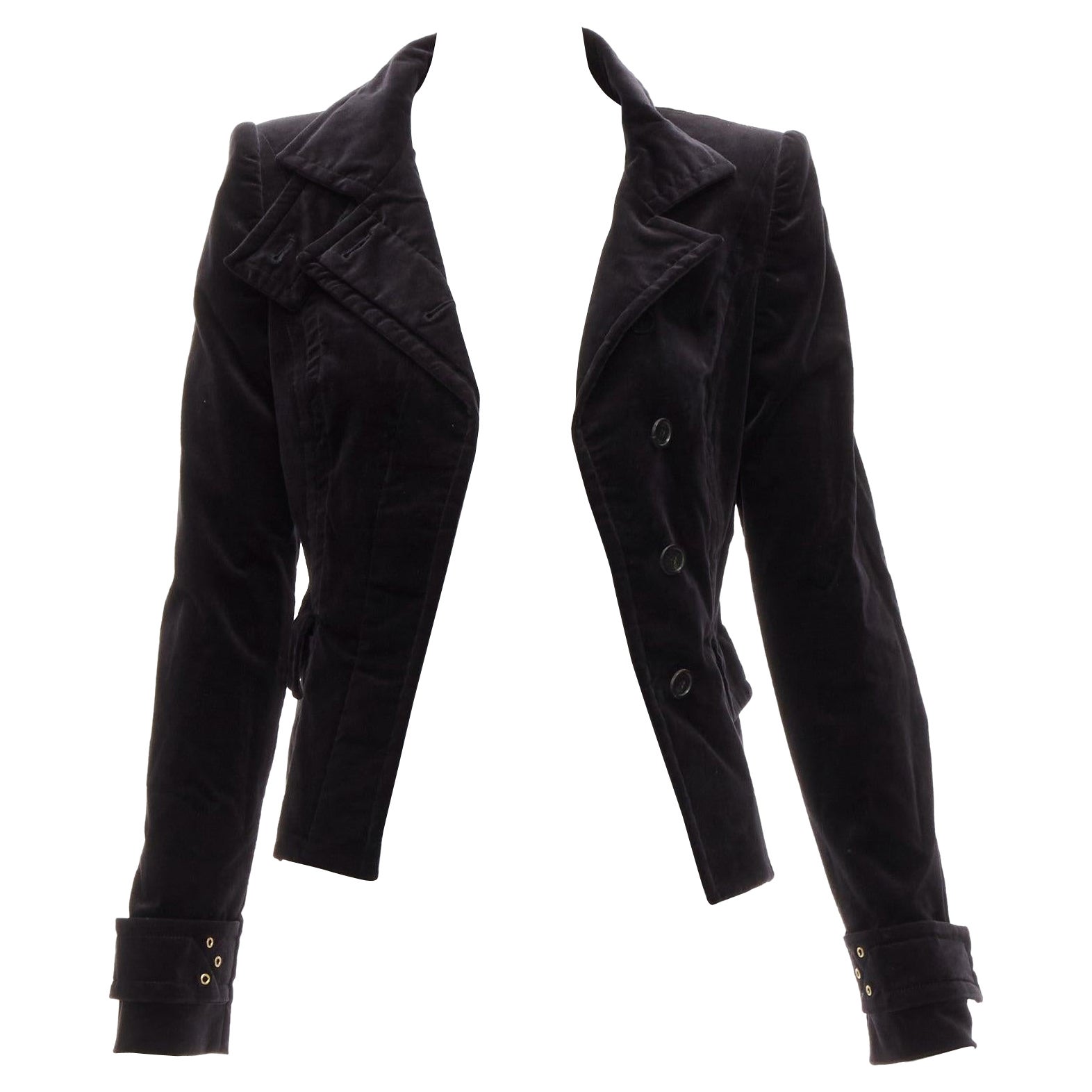 GUCCI TOM FORD Vintage black velour gold eyelet fitteed jacket blazer IT38 XS For Sale