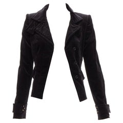 Tom Ford for Gucci Giacca blazer vintage in velluto nero con occhielli dorati IT38 XS