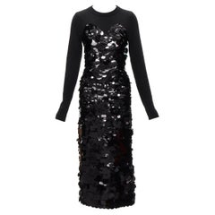 ALTUZARRA - Robe de cocktail en laine mérinos noire à pailettes dégradées XS