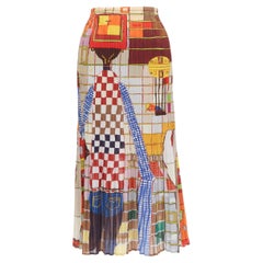 rare ISSEY MIYAKE PLEATS PLEASE Vintage colorful graphic print pleated skirt