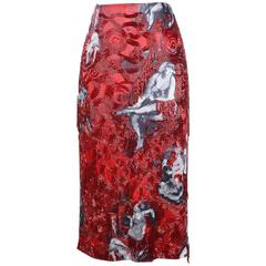 Jean Paul Gaultier Beaded Printed Skirt circa 1980s 7
