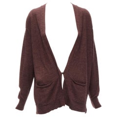 ISABEL MARANT brown 100% mercerised wool single button cardigan Sz. 1 S