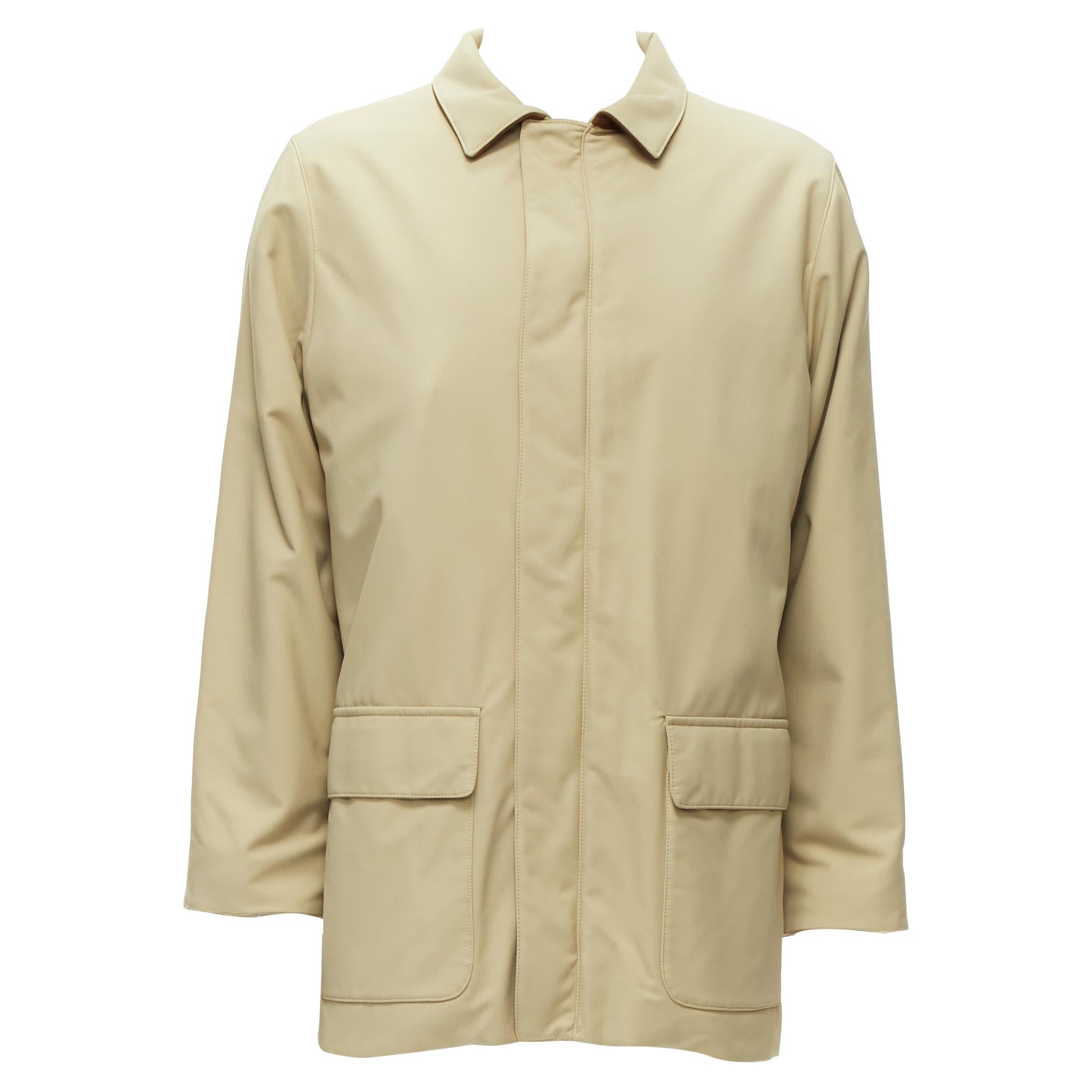 LORO PIANA Abrigo largo con bolsillos mínimos de nailon beige Storm System S