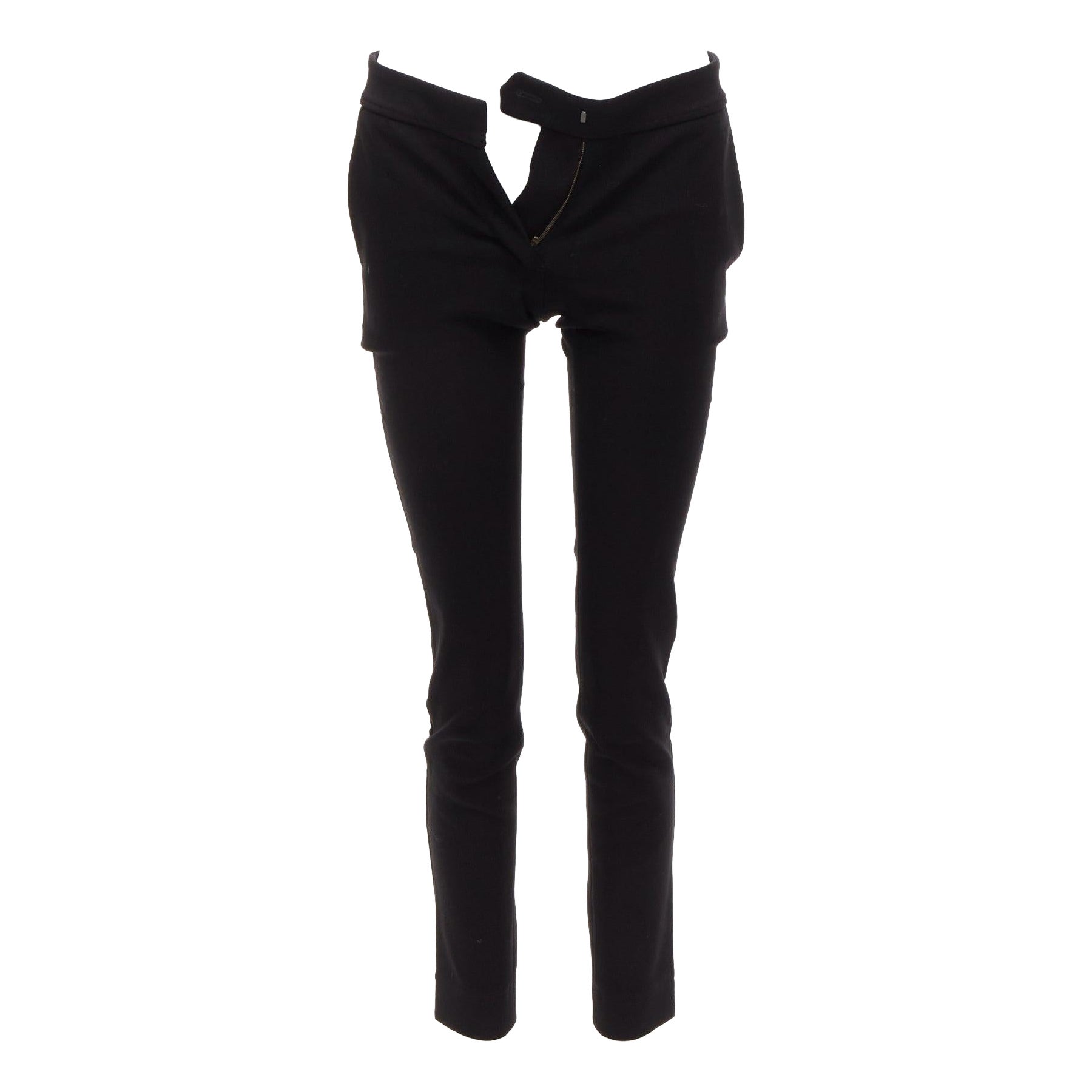 STELLA MCCARTNEY black wool high waist back pocket cropped skinny pants IT36 XXS For Sale