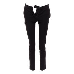 STELLA MCCARTNEY Schwarze Hose aus Wolle mit hoher Taille und Tasche in Kurzform IT36 XXS