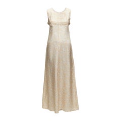 DRIES VAN NOTEN Vintage 100% Seide beigefarbenes Midikleid mit Gänseblümchendruck FR38 M