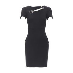 VERSUS VERSACE Lionhead punk safety pin slash slit dress IT38 XS