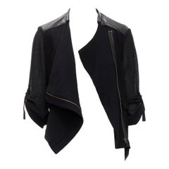 HELMUT LANG black sheep leather detail bias drape biker jacket S