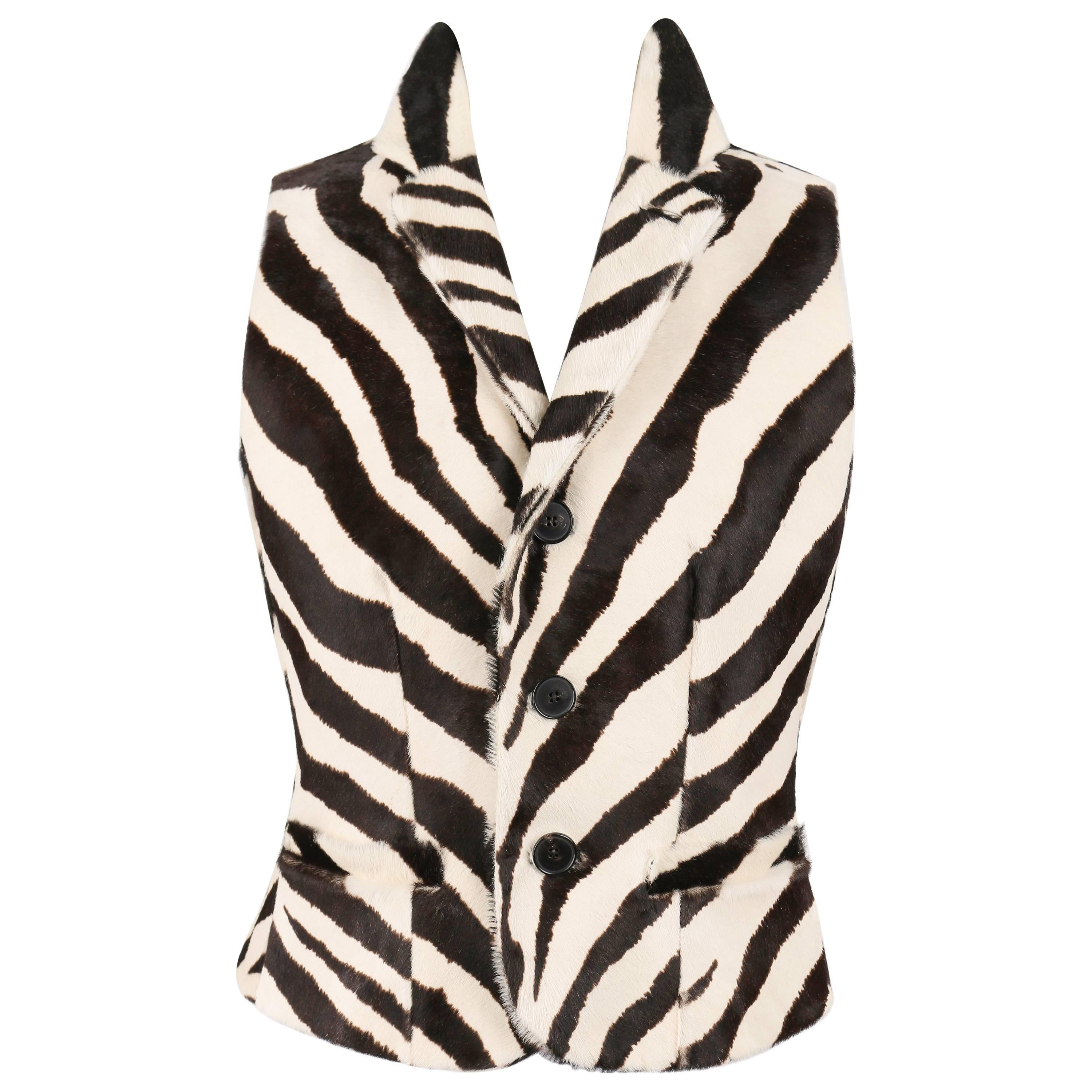 RALPH LAUREN Collection Zebra Print Calf Hair Safari Vest NWT