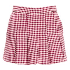 RED VALENTINO rojo blanco lana mezcla guinga plisado cintura alta falda pantalón IT36 XXS