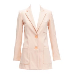 OSCAR DE LA RENTA 2018 blush pink wool 3 pocket longline blazer jacket US0 XS