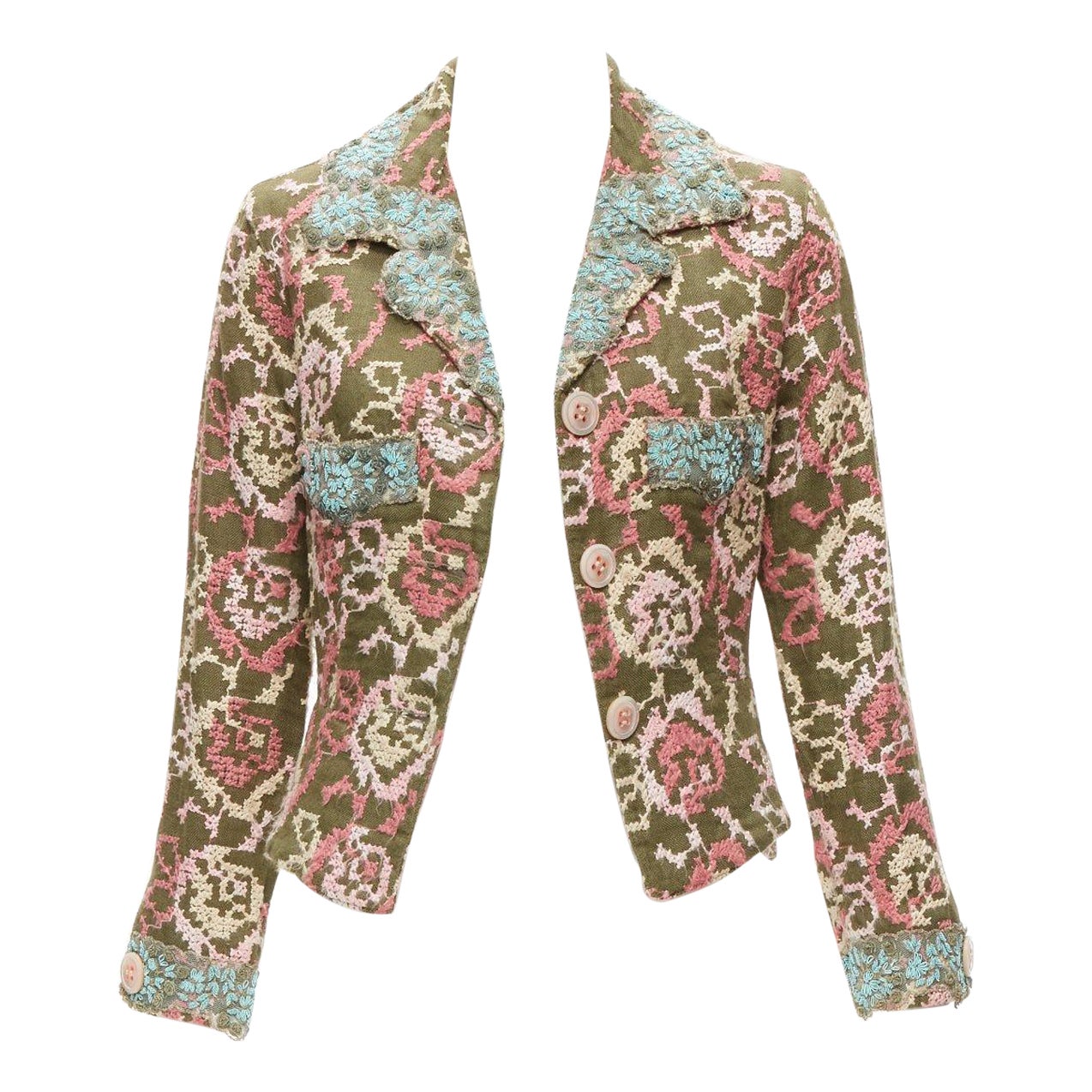 VOYAGE INVEST IN THE ORIGINAL LONDON silk embroidery embellished blazer M For Sale