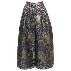 MALENE BIRGER Dinard gold metallic brocade wide leg culottes pants FR32 XXS