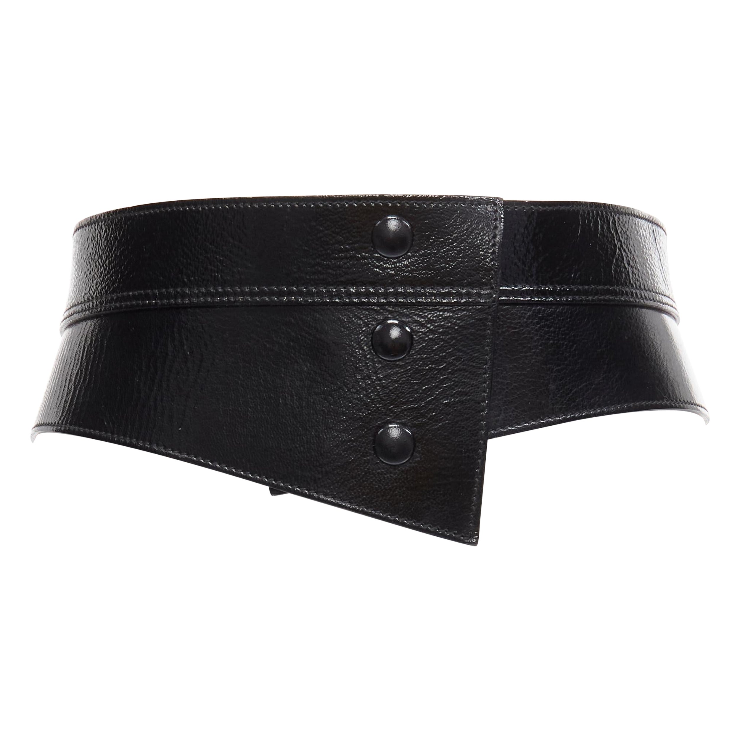 DOLCE GABBANA black patent leather panelled corset obi waist belt 75cm
