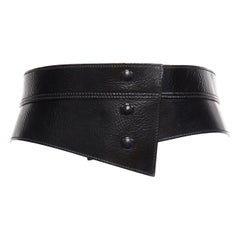 DOLCE GABBANA black patent leather panelled corset obi waist belt 75cm