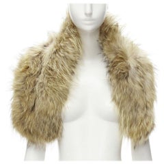 CHARLOTTE SIMONE 100% fur brown asymmetric silk lined collar cuff scarf
