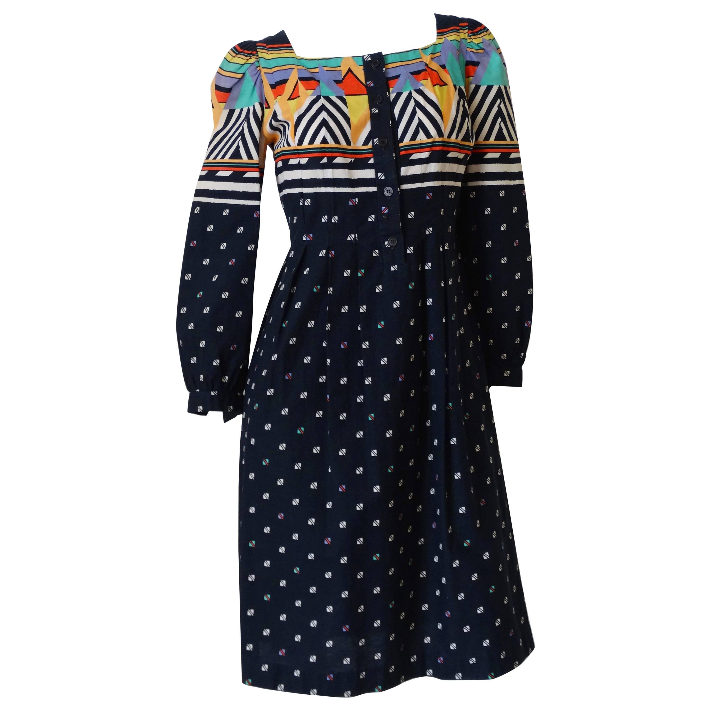 1980s "California Girl" Geometric Print Dress For Sale