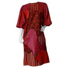 1980s Diane Freis Runway Patchwork Tent Dress 2