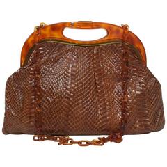 Snakeskin Shoulder Bag with Tortoise Frame 1