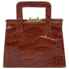Retro Cognac Alligator Handbag