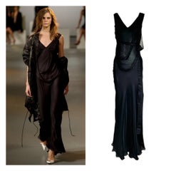 ROLAND MOURET 2003 Vintage Runway Shredded Silk Evening Gown