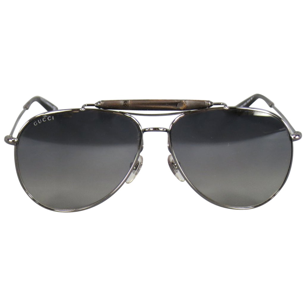 GUCCI Silver Tone Metal Bamboo Top Aviator Sunglasses at 1stDibs | gucci  silver tone aviator sunglasses, gucci silver aviator sunglasses, bamboo  aviator sunglasses