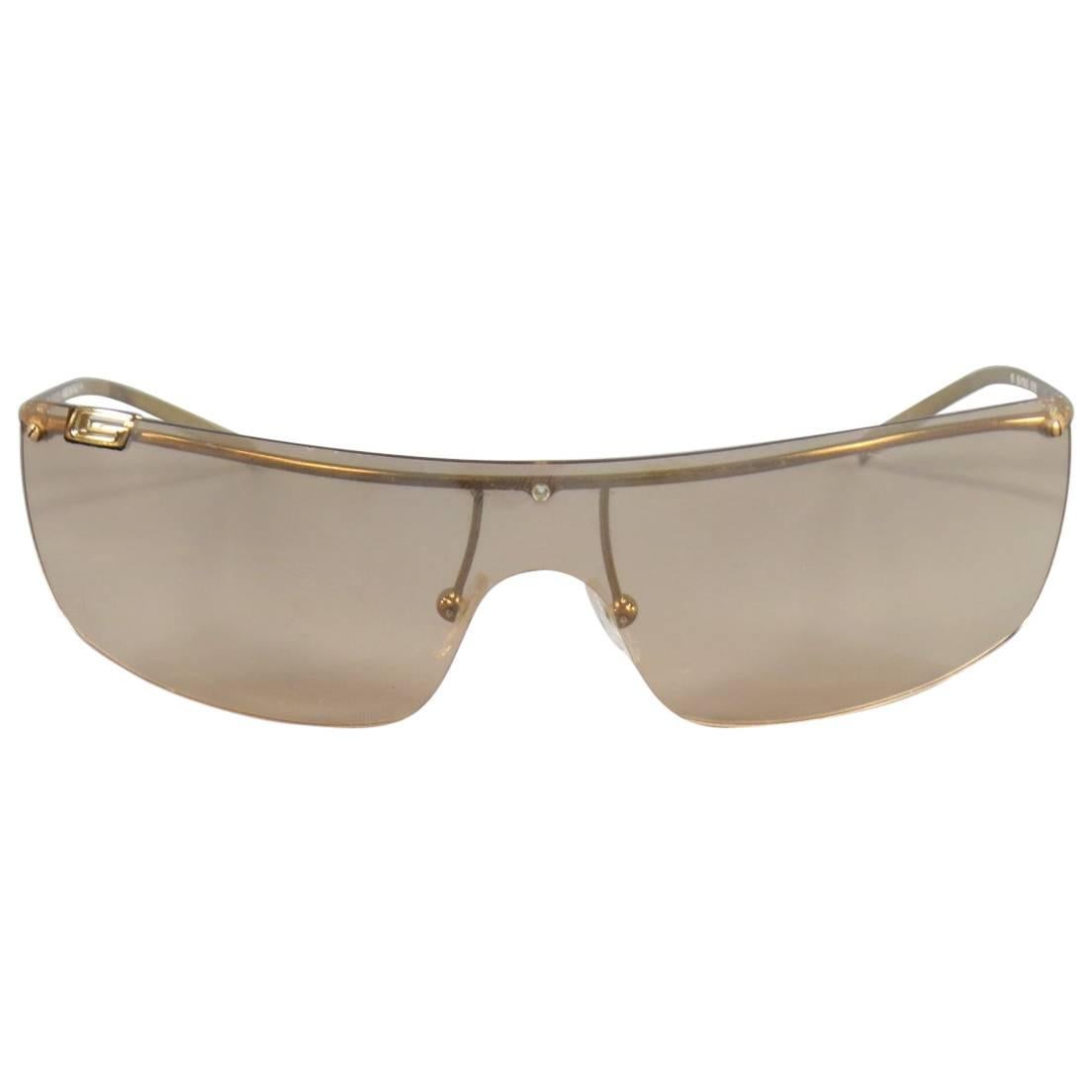 GUCCI 1719 Gold Tone Metal Rose Gold Gradient Shield Sunglasses
