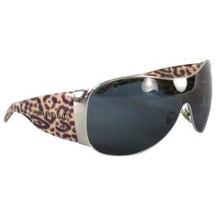 DOLCE & GABBANA Silver Oversized Leopard Cheetah Arm Sunglasses