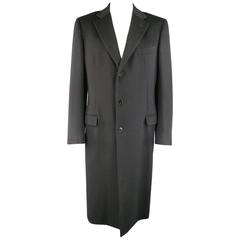 Men's ERMENEGILDO ZEGNA 44 Long Black Cashmere Notch Lapel Coat