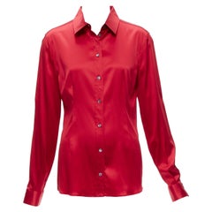 DOLCE GABBANA red silk blend darted double button dress shirt IT46 XL