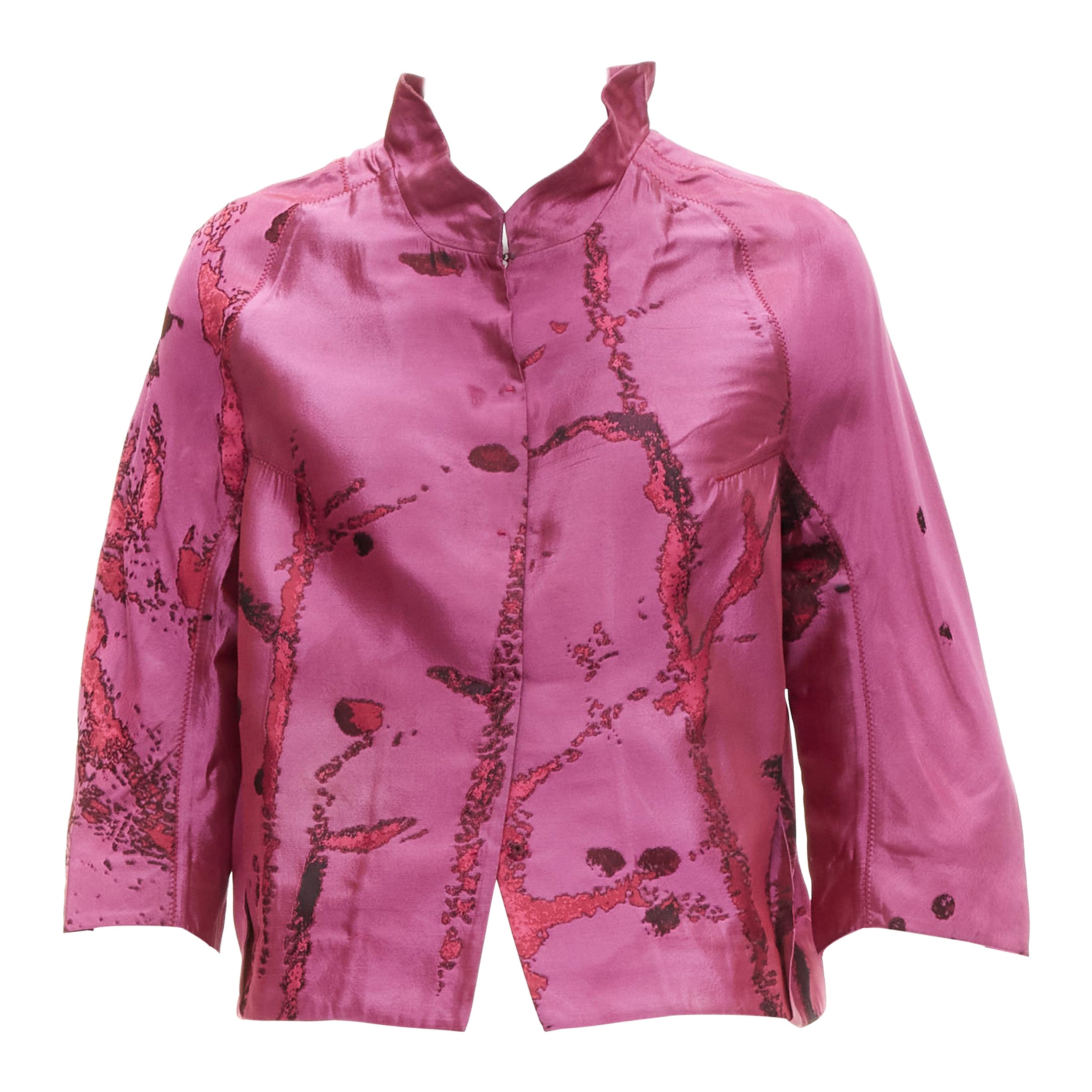SHIATZY CHEN lila orientalische abstrakte Seidenbrokat-Jacke IT44 L