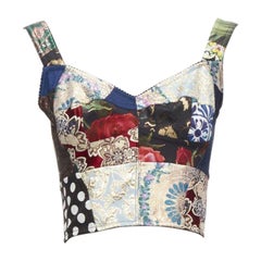 DOLCE GABBANA - Bustier en jacquard métallique patchwork sicilien, taille IT 38 XS, 2021