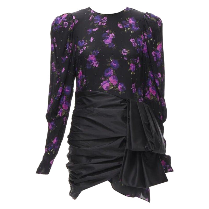 MAGDA BUTRYM Matera crystal embellished purple floral wrap skirt dress FR34 XS For Sale