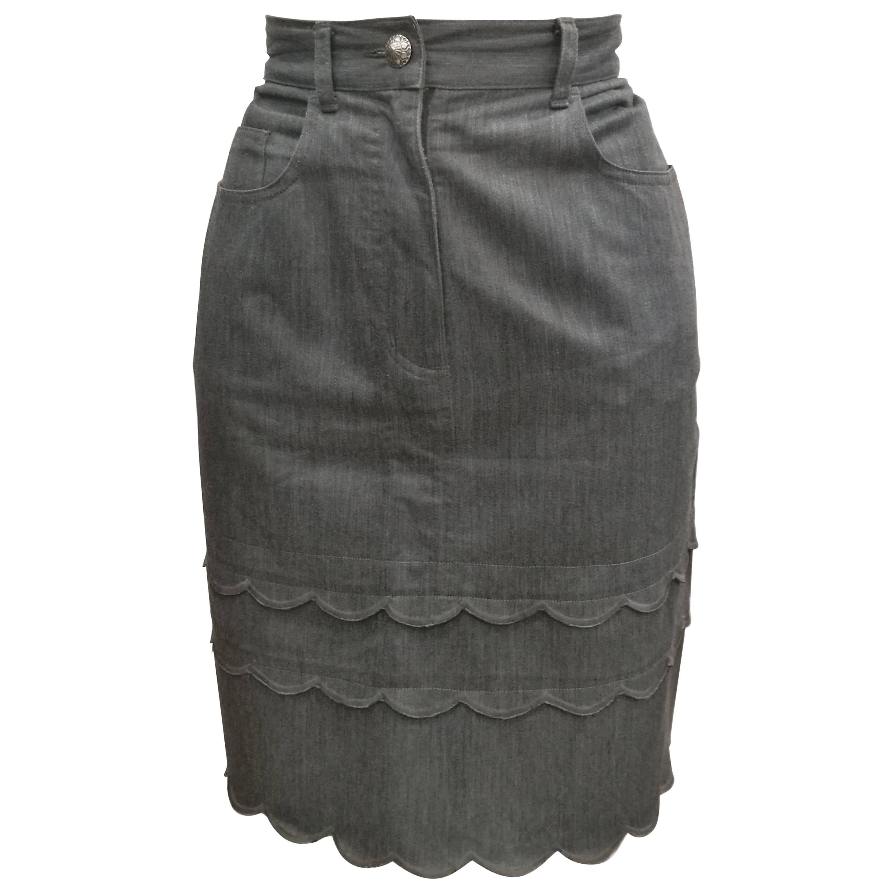 Moschino Jeans Grey Cotton Skirt For Sale