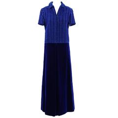 1960s Lancetti Blue Velvet Dress