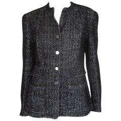 Chanel 02 Black and White Wool Blend Boucle Blazer