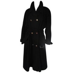 Karl Lagerfeld Black Cashmere Wool Coat