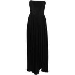 Vintage 1980s Valentino Boutique Black Plissé Silk Dress