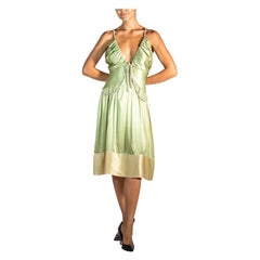 2000S  Stella Mccartney Chloe Light Green Silk Charmeuse Cocktail Dress With Si