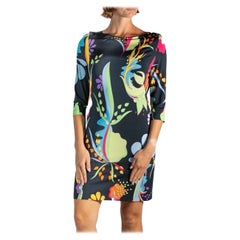 2000S Bessi Floral Print Viscose Blend Jersey Long Sleeve Dress