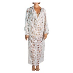Morphew Collection'S Vestito kaftano oversize in cotone bianco all'uncinetto