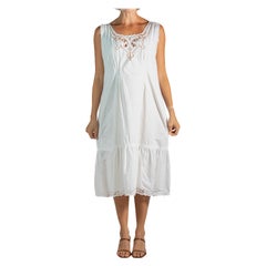 Antique 1900S White Organic Cotton & Lace Dress