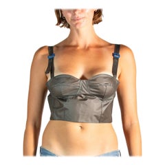 2000S Mugler Gunmetal Grey Plastic Coated Bustier