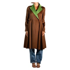 2000S Tse Dark Chocolate Brown Luscious Double Faced Cashmere Two-Tone Green &