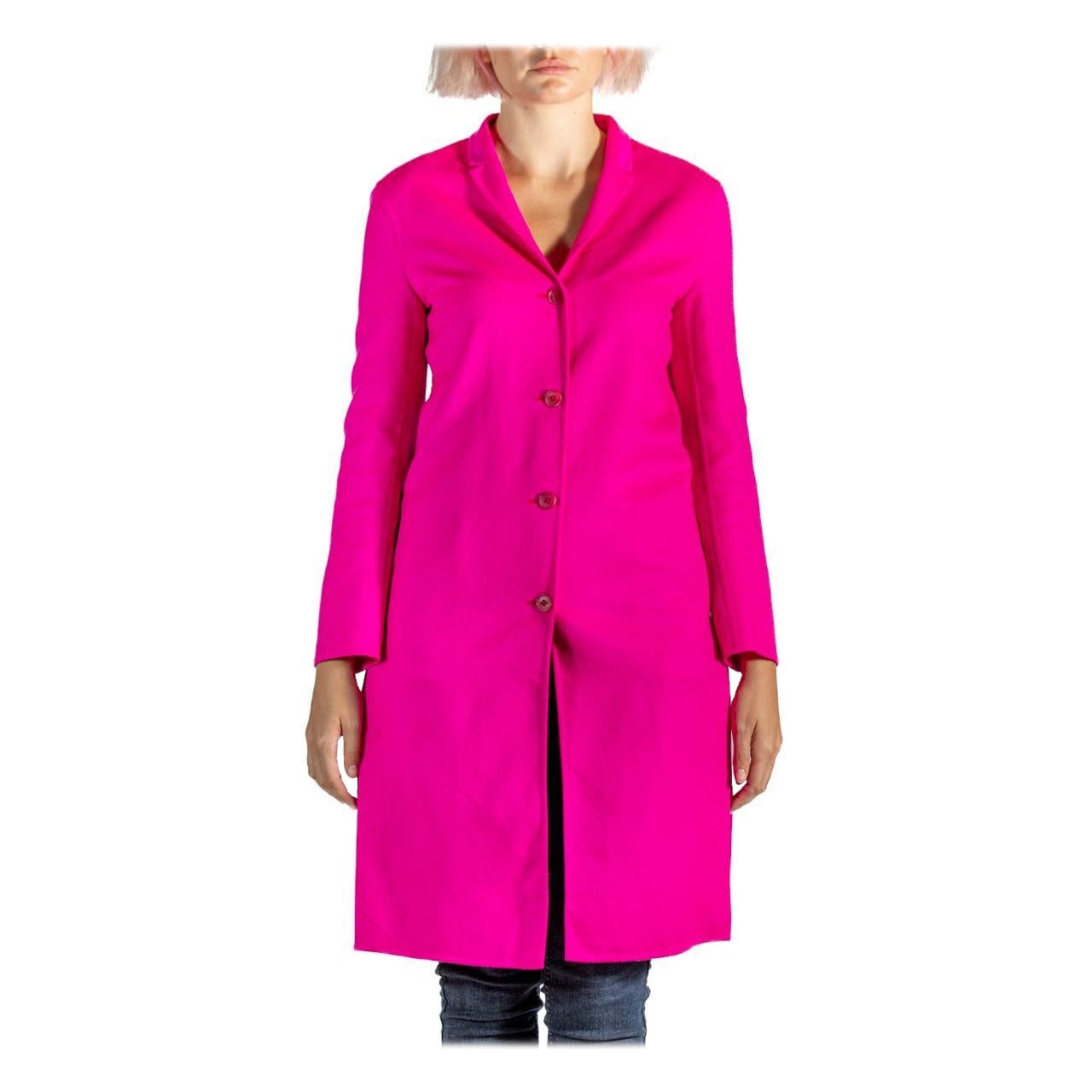 2000S Jil Sander Hot Pink Cashmere Lightweight Unlined Coat For Sale