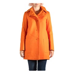 2000er Jil Sander Orangefarbener Erbsenmantel aus Wolle