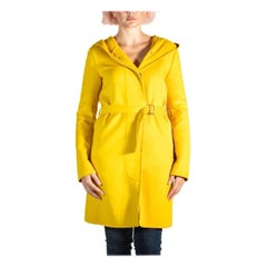 2000S Jil Sander Gelber Mantel aus Angora-, Kaschmir- und Seidenmischung mit Hood's