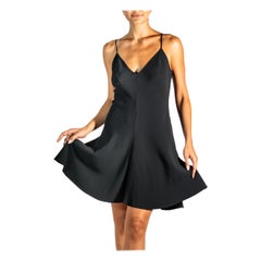 1990er Khait Schwarzes Spaghettikleid aus Viskose und Elastane-Krepp