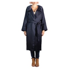 2000er Lanvin Marineblauer Mantel aus Viskosemischung mit geknitterter Waschung